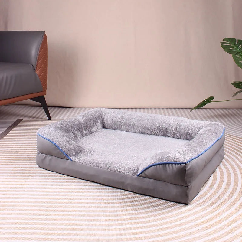 PawDream™ Jumbo Orthopedic Dog Bed – Memory Foam Sofa Couch with Waterproof Cover & Elevated Bolster Cushion