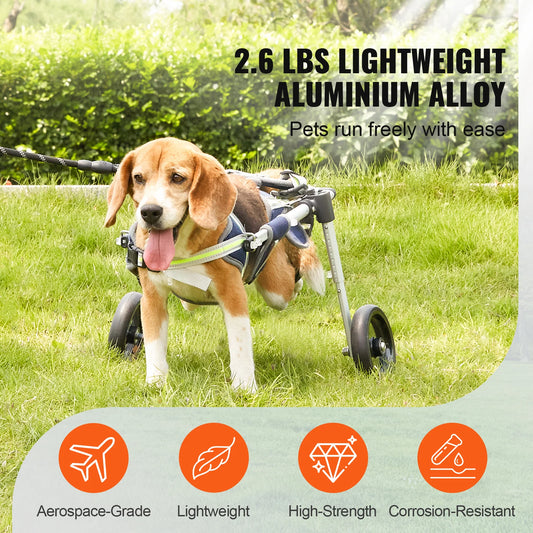 PawFreedom™ 2-Wheel Adjustable Dog Wheelchair – Lightweight Aluminum Pet Mobility Cart for Hind Leg Support & Rehabilitation