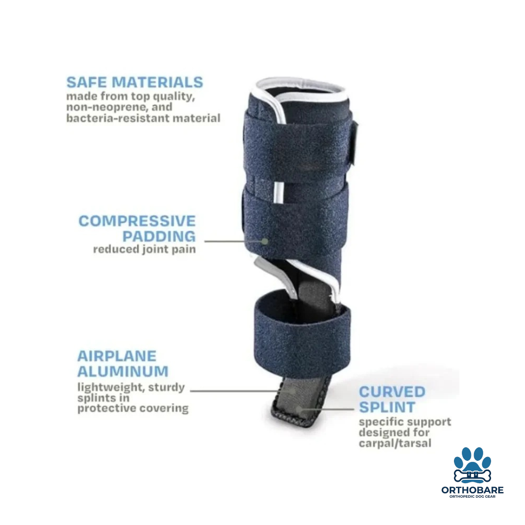 Dog Front Leg Splint Brace for Carpal Hyperextension, Sprains & Fractures – Adjustable Dog Ankle & Joint Support