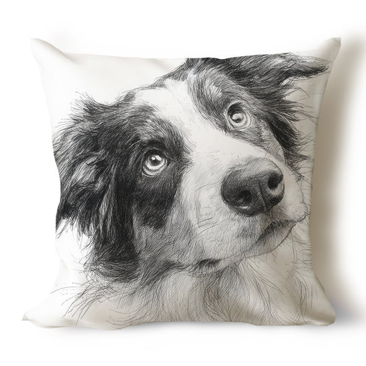 Australian Shepherd Pencil Sketch Artwork Throw Pillow Covers