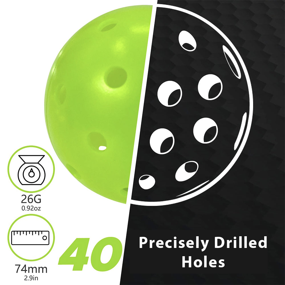 ProFlight 40-Hole Outdoor Pickleball Balls | High Bounce, Durable, & True Flight