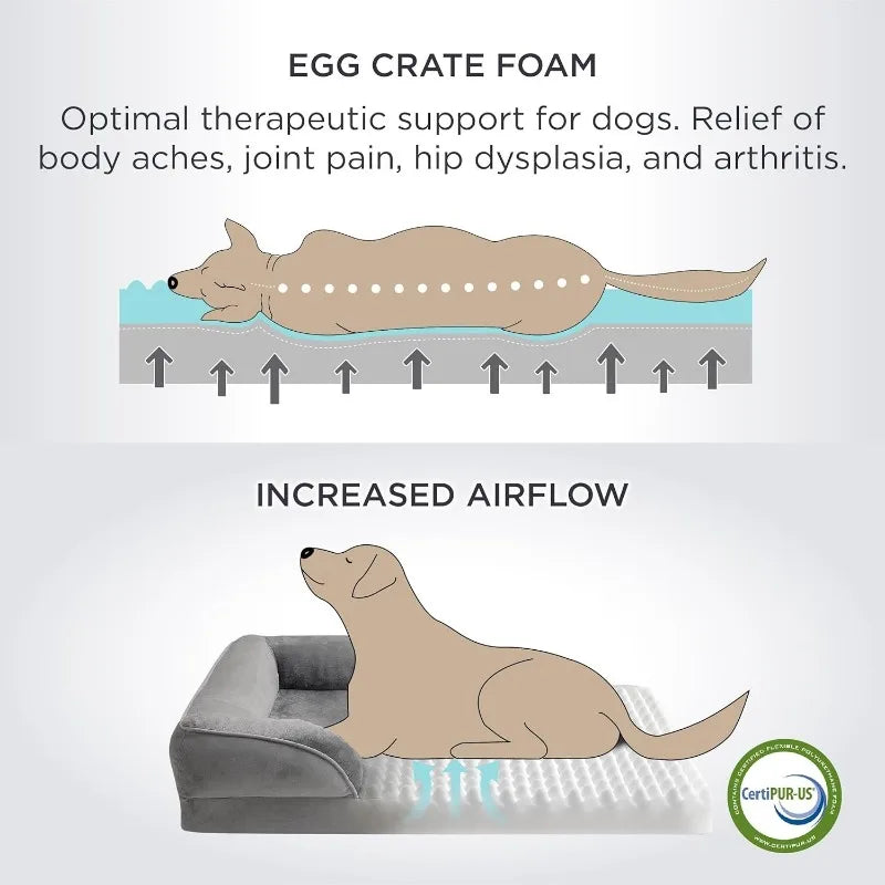 PawDream™ Jumbo Orthopedic Dog Bed – Memory Foam Sofa Couch with Waterproof Cover & Elevated Bolster Cushion
