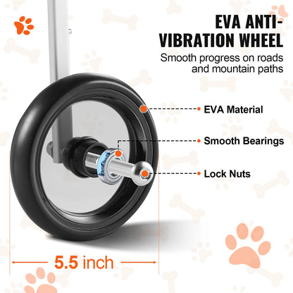 PawFreedom™ 2-Wheel Adjustable Dog Wheelchair – Lightweight Aluminum Pet Mobility Cart for Hind Leg Support & Rehabilitation
